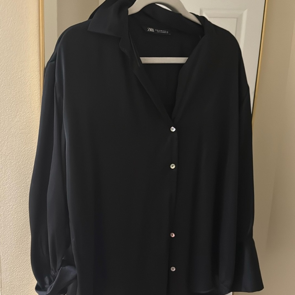 zara silk blouse